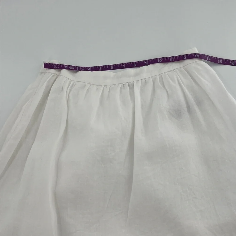 J Crew Linen Ruffle Faux Wrap Skirt White Size 8 resort spring mature vacation - Picture 7 of 11